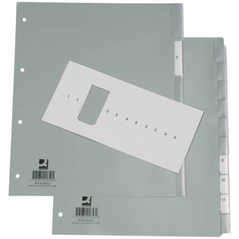 Divisore personalizzabile Q-Connect grigio 24,5x29,7 cm ppl 10 pagine KF01853